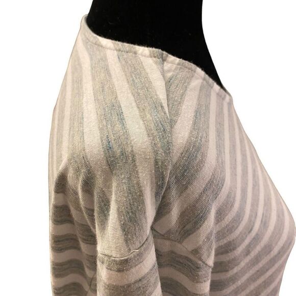 J. Jill Gray and White Striped Pure Jill Shirttail Long Sleeve Tee Sz 2X - Picture 7 of 13